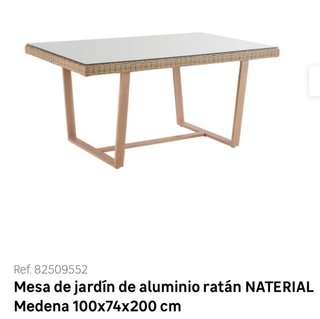 Mesa de jardín Naterial aluminio y ratán