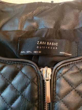 Cazadora Zara Negra Cuello Redondo