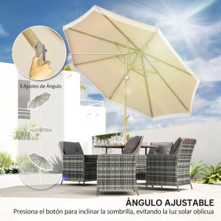 Sombrilla de Jardín Beige Ø265cm con Manivela