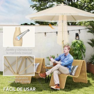 Sombrilla de Jardín Beige Ø265cm con Manivela