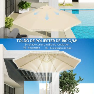 Sombrilla de Jardín Beige Ø265cm con Manivela