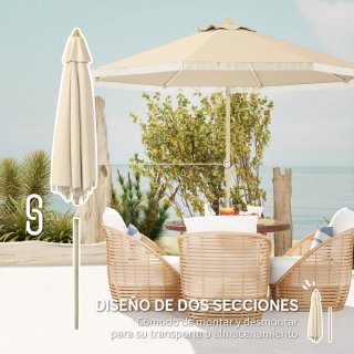 Sombrilla de Jardín Beige Ø265cm con Manivela