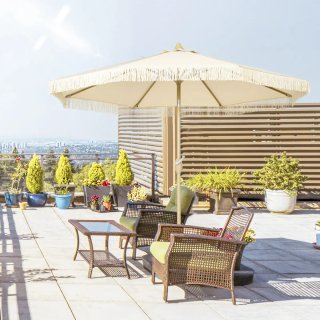 Sombrilla de Jardín Beige Ø265cm con Manivela