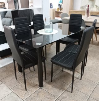 Mesa Comedor Moderna + 6 Sillas Blancas. REBAJADA!