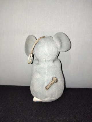 Piccolo peluche topolino grigio con papillon blu