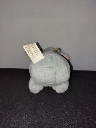 Piccolo peluche topolino grigio con papillon blu