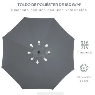 Sombrilla Jardín Gris con Manivela