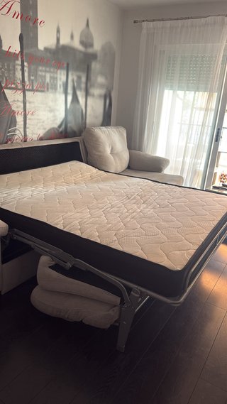 Sofá cama 2 plazas beige 90cm + 1 plaza 80cm