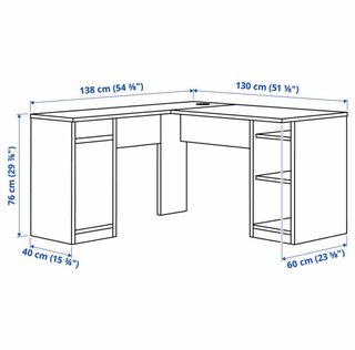Escritorio Ikea Kjellarne Esquinero Blanco