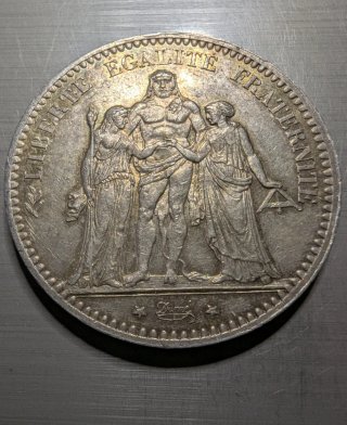 Francia 5 Francos 1876a plata