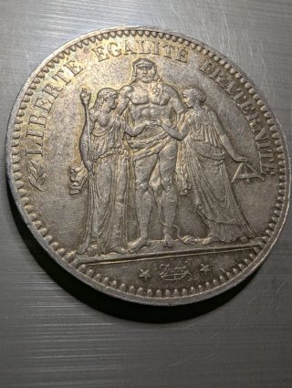 Francia 5 Francos 1876a plata