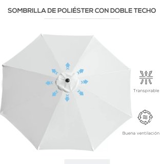 Sombrilla Jardín Ø300x250 cm con Manivela