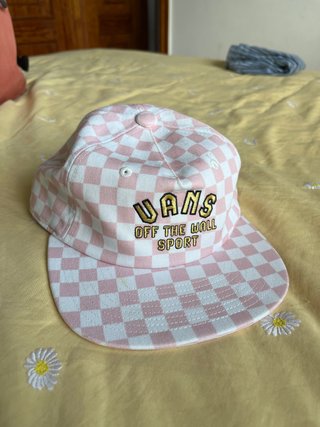 Gorra Vans cuadros rosa y blanco niña