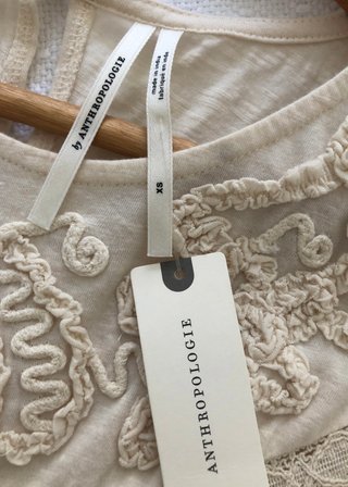 Anthropologie Top bordado crema encaje boho. Nuevo