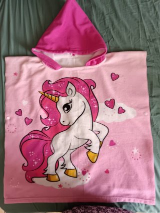 Toalla poncho unicornio niña