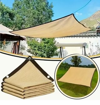 Toldo sombra beige/crema 4x4m, Rayos UV 95%, Nuevo