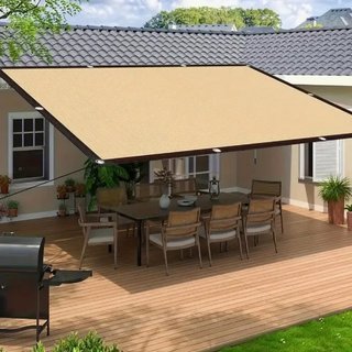 Toldo sombra beige/crema 4x4m, Rayos UV 95%, Nuevo
