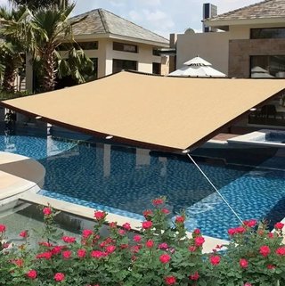 Toldo sombra beige/crema 4x4m, Rayos UV 95%, Nuevo