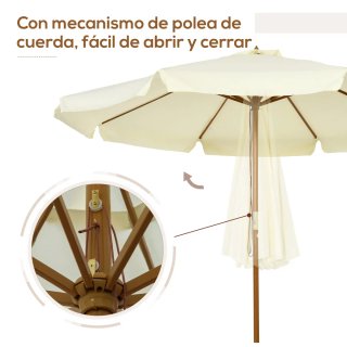 Parasol Madera Ø325x250 cm con Polea