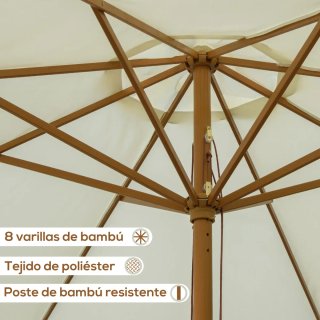 Parasol Madera Ø325x250 cm con Polea