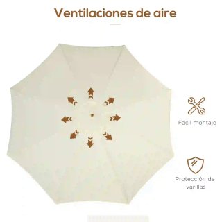 Parasol Madera Ø325x250 cm con Polea
