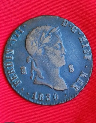 España Fernando VII 8 Maravedis 1830 Segovia Cobre