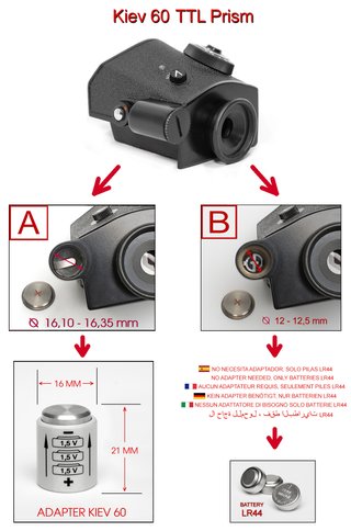 Adaptador + 3 Pilas LR44 para Kiev 60