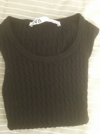 Top Zara Negro Texturizado