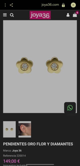 Pendientes Oro 1ª Ley Flor con Circonita