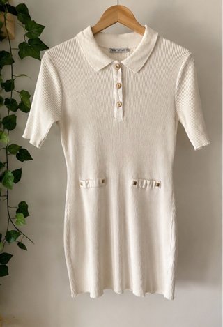 Vestido Zara Blanco Manga Corta