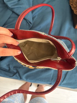 Bolso de mano vaquero con estampado animal