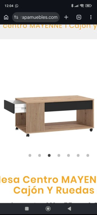 Mesa de centro MAYENNE con cajón y ruedas