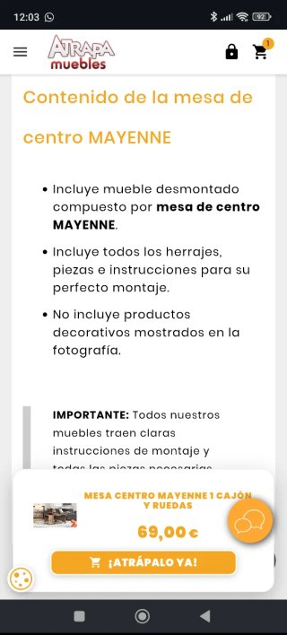 Mesa de centro MAYENNE con cajón y ruedas