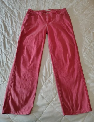Pantalón tejano de algodón con elastano rosa