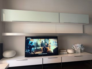 Mueble salón lacado blanco con cristal