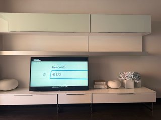 Mueble salón lacado blanco con cristal