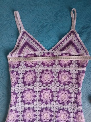 Vestido crochet morado y blanco