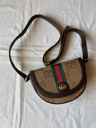 Bolso bandolera marrón y multicolor