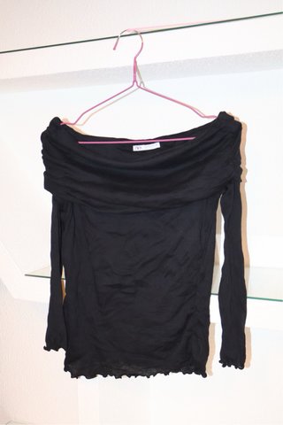 Zara Top Negro Hombros Descubiertos Talla L