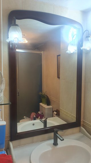 Mueble de baño rústico madera maciza y mármol