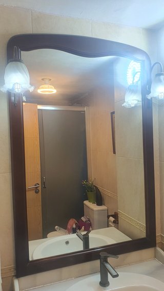 Mueble de baño rústico madera maciza y mármol
