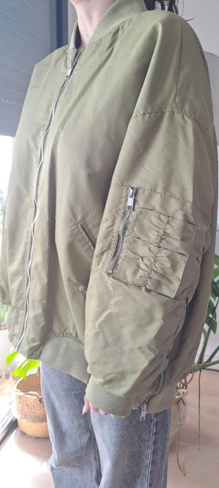 Chaqueta Bomber Zara Mujer Verde Talla L