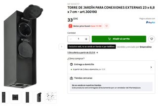 Torre jardín enchufes 23x6,8cm