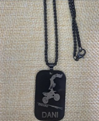 Collar acero negro - placa militar