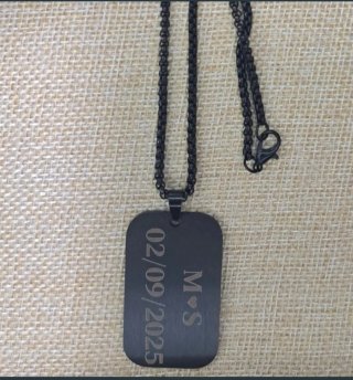 Collar acero negro - placa militar