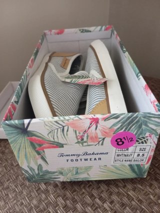 Zapatillas Tommy Bahama Rayas Blancas y Azules