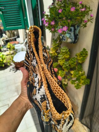 Borsa uncinetto handmade leopardata