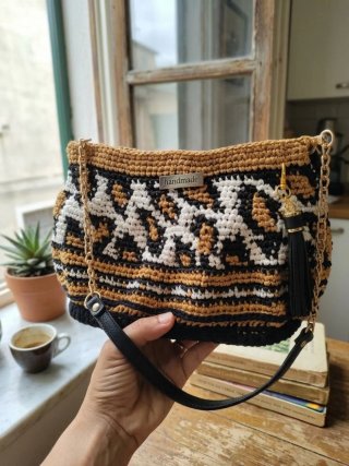 Borsa uncinetto handmade leopardata