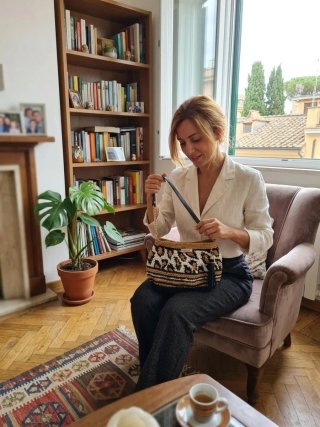 Borsa uncinetto handmade leopardata