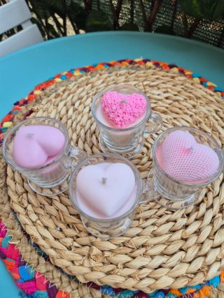 Set 4 Candele Cuore Handmade